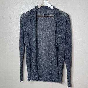 ALLSAINTS Sweater Womens Small Gray Open Front Cardigan Wool Linen Bland